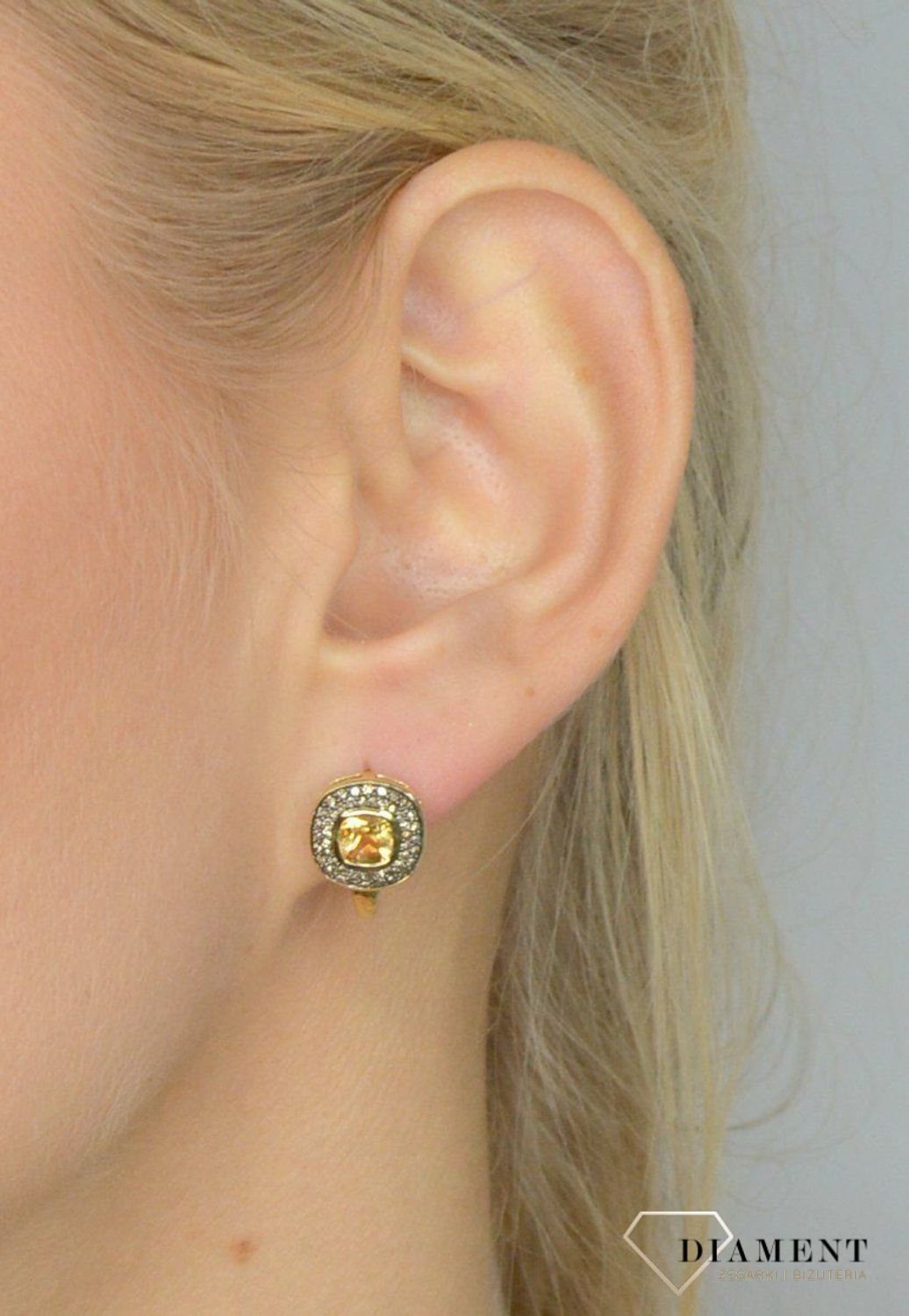 Złote kolczyki DIAMENT cytryn, diamenty E 1348CTCH.jpg